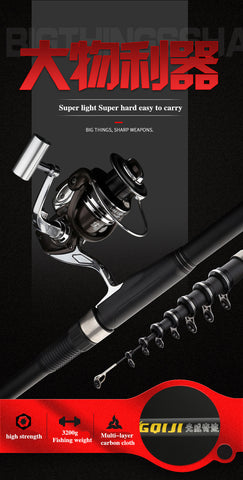 Power Telescopic Rock Fishing Rod High Quality 2.7m-6.3m carbon fiber Spinning Fishing Rod Carp Feeder Rod Travel Boats Sea