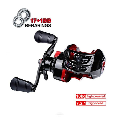Fishing Baitcasting Reel Spinning 18+1BB 10kg/22LB Drag Super Strong Magnetic Force Speed Ratio 7.1:1 Metal Casting Fishing Reel