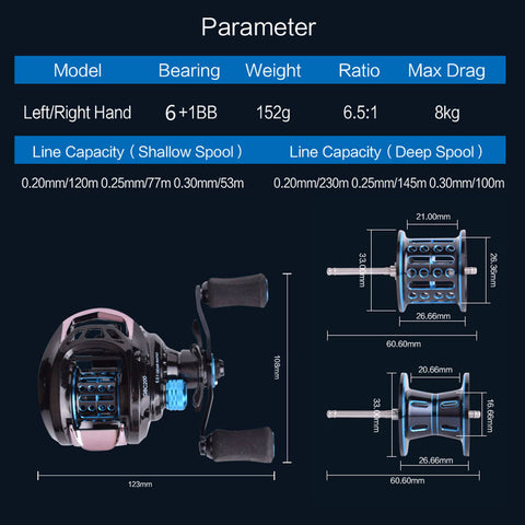 Mavllos Pioneer GBC200 152g BFS Fishing Baitcasting Reel Left Right Hand 2 Metal Spool Ultra Light Bait Casting Fishing Reel