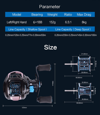Mavllos Pioneer GBC200 152g BFS Fishing Baitcasting Reel Left Right Hand 2 Metal Spool Ultra Light Bait Casting Fishing Reel