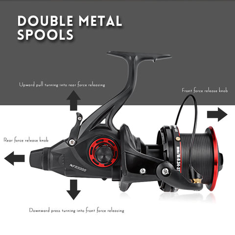 COONOR NFR9000+8000 Double Spool Fishing Reel 12+1 BB 4.6:1 Spinning Fishing Reel Foldle Left/Right Handle Fishing Spinning Reel