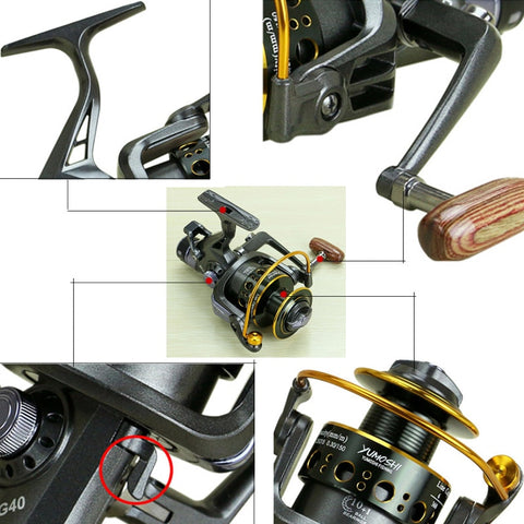 YUMOSHI 5.2:1 10+1 BB Front and Rear Drag Spinning Reels 3000 4000 5000 6000 Fishing Reels