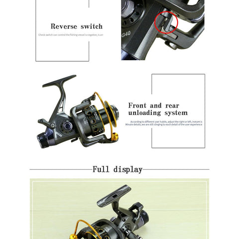 YUMOSHI 5.2:1 10+1 BB Front and Rear Drag Spinning Reels 3000 4000 5000 6000 Fishing Reels