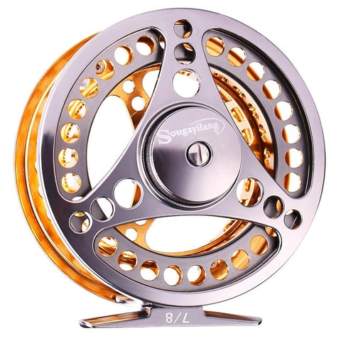 Sougayilang Large Arbor Fly Fishing Reel 2+1 BB High Die Casting Aluminium Alloy Spool Fly Reels Fishing Tackle