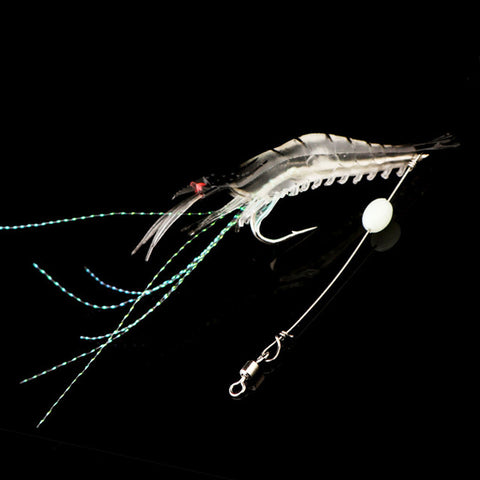 5pcs/lot Luminous Shrimp Soft Lure Artificial Silicone Bait With Hooks Swivels Lures set Anzois Sabiki Rigs Fishing Tackle