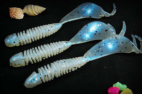 WALK FISH 10PCS/Lot Tail Soft Lure 70mm 2.5g Forked Tail fishing bait grubs Plastic Maggot Fishing lure Jig Head Texas Rig