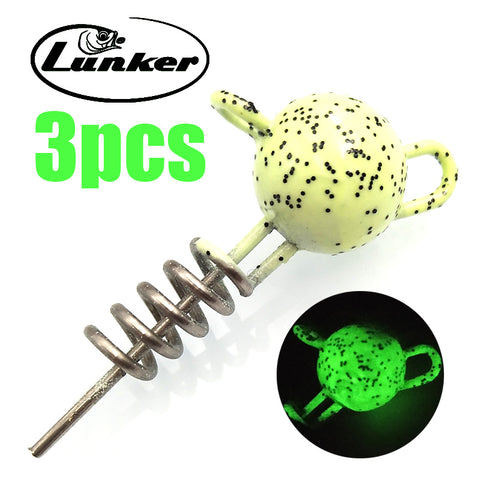 Lunker flexhead 7g 10g 15g 3pcs pumpkin green red glow pike muskie rigging soft bait lure screw stinger rigs jig head weight