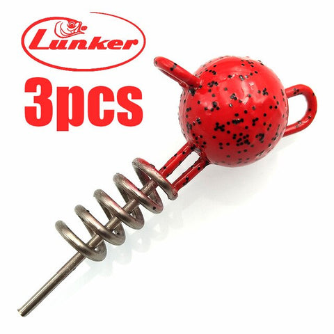 Lunker flexhead 7g 10g 15g 3pcs pumpkin green red glow pike muskie rigging soft bait lure screw stinger rigs jig head weight