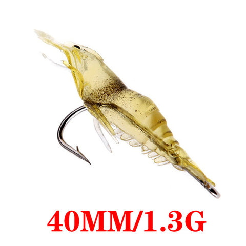 1Pcs Luminous Soft Shrimp Simulation Fishing Lure Shrimp Prawn Bait Artificial Trout Bait Fishy Smell Single Hook Tackle Jig