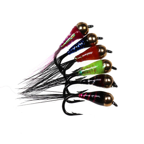6PCS #14 Trout Bluegill Fishing lures Brass Bead Head Epoxy Nymph Fly Fast Sinking Fishing Hook Bait