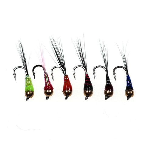 6PCS #14 Trout Bluegill Fishing lures Brass Bead Head Epoxy Nymph Fly Fast Sinking Fishing Hook Bait