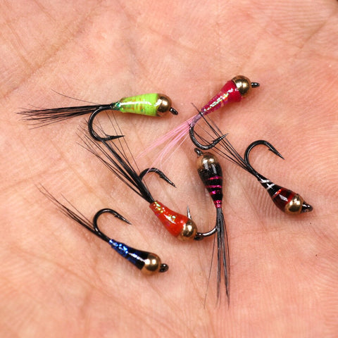 6PCS #14 Trout Bluegill Fishing lures Brass Bead Head Epoxy Nymph Fly Fast Sinking Fishing Hook Bait
