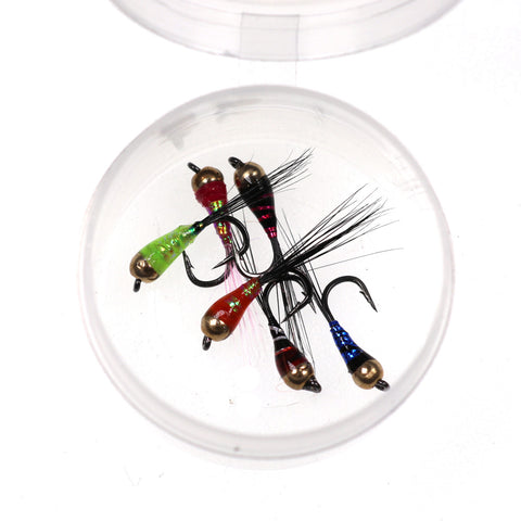 6PCS #14 Trout Bluegill Fishing lures Brass Bead Head Epoxy Nymph Fly Fast Sinking Fishing Hook Bait