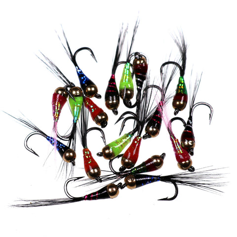 6PCS #14 Trout Bluegill Fishing lures Brass Bead Head Epoxy Nymph Fly Fast Sinking Fishing Hook Bait