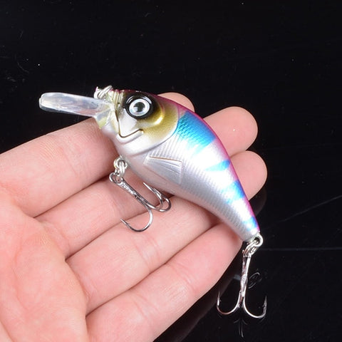 1pcs 7.5cm 10.2g Hard VIB Lures Fishing Minnow Bait Treble Hooks Sinking Crankbait Wobblers Fishing Tackle 3D Eyes