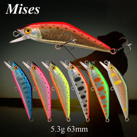 Mises 6.3cm 5.3g Fishing Lure Sinking Wobbler Bionic Bait Minnow Lure 3D Eyes Artificial Bait Plastic Hard Bait Small Realistic