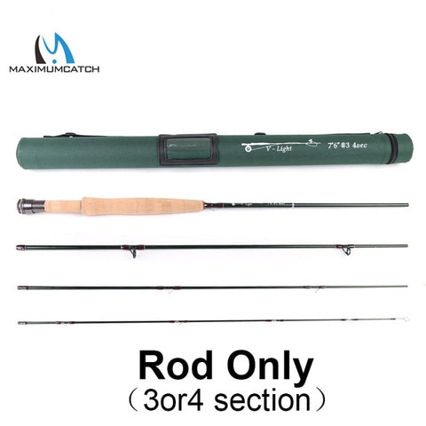 Maximumcatch V-Light 6ft/6.6ft/7ft/7.6ft 1/2/3wt Fly Rod Graphite IM10 Carbon Fiber So Light Weight Fly Fishing Rod