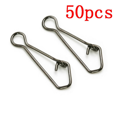 50pcs  0/3/4/5/6# Stainless Steel Fishing Hooked Snaps Fishing Hook Line Connector Sea Ocean Swivel Rolling Snap Fishing Tool