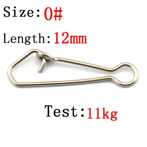 50pcs  0/3/4/5/6# Stainless Steel Fishing Hooked Snaps Fishing Hook Line Connector Sea Ocean Swivel Rolling Snap Fishing Tool