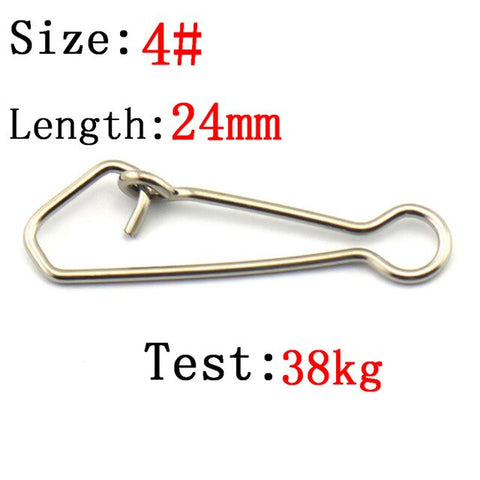 50pcs  0/3/4/5/6# Stainless Steel Fishing Hooked Snaps Fishing Hook Line Connector Sea Ocean Swivel Rolling Snap Fishing Tool