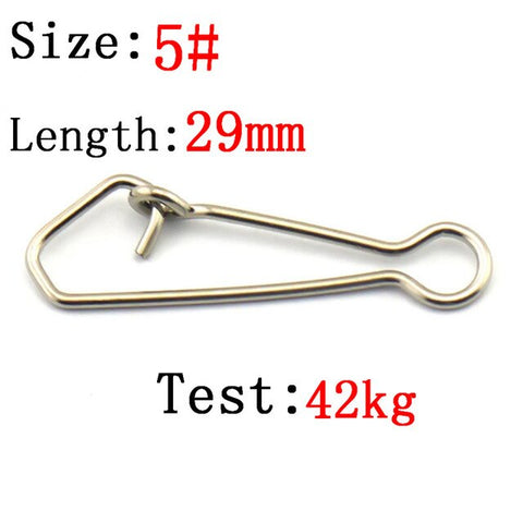 50pcs  0/3/4/5/6# Stainless Steel Fishing Hooked Snaps Fishing Hook Line Connector Sea Ocean Swivel Rolling Snap Fishing Tool