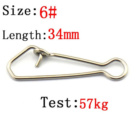 50pcs  0/3/4/5/6# Stainless Steel Fishing Hooked Snaps Fishing Hook Line Connector Sea Ocean Swivel Rolling Snap Fishing Tool