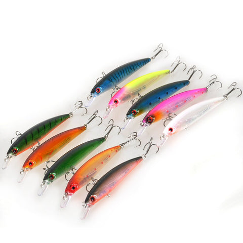 Piscifun 10PCS Minnow Fishing Lure 11CM 13.5g 4# Hooks Hard Bait Bass Fresh Saltwater Hard Fishing Lure Crankbait Hard Lure