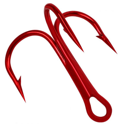 10pcs/lot 2# 4# 6# 8# 10# Fishing Hooks High Carbon Steel Material Treble Hook Fishing Tackle Round Bent Red Color Fishing Tools