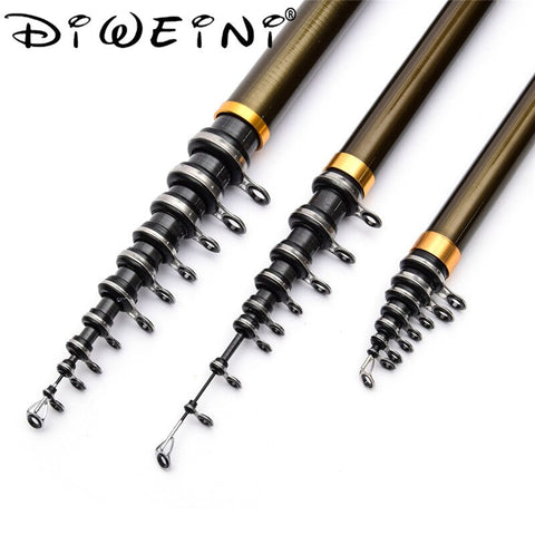 New 2.7m 3.6M 4.5M 5.4M 6.3M Army Green Rock Fishing Rod Stream Hand toughness Carbon Fiber Spinning Telescopic Fishing Rods