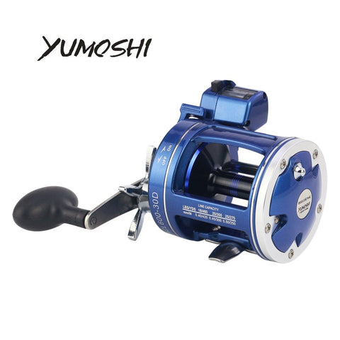 YUMOSHI Fishing Reel ACL600-30D/AC60-30D/ACL600-50D Blue Drum 5.2:1 Gear Rtio 12 BB with Counter Fish Rod Fishing Tackle Pesca