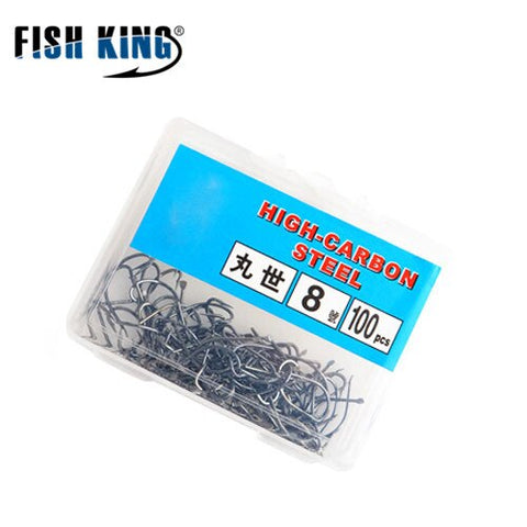 FISH KING Size7#-14# 100PCS/Lot Size 15#-18# 50PCS/Lot Barbed Hooks Jig Head Carp Fishing Hook Fishing Tool Accessories