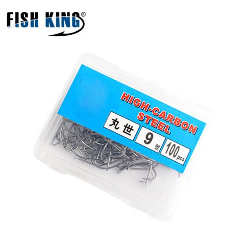 FISH KING Size7#-14# 100PCS/Lot Size 15#-18# 50PCS/Lot Barbed Hooks Jig Head Carp Fishing Hook Fishing Tool Accessories