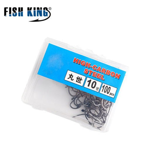 FISH KING Size7#-14# 100PCS/Lot Size 15#-18# 50PCS/Lot Barbed Hooks Jig Head Carp Fishing Hook Fishing Tool Accessories