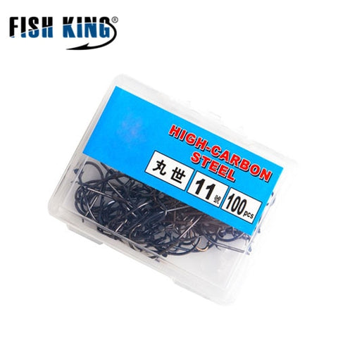 FISH KING Size7#-14# 100PCS/Lot Size 15#-18# 50PCS/Lot Barbed Hooks Jig Head Carp Fishing Hook Fishing Tool Accessories