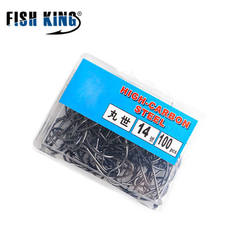 FISH KING Size7#-14# 100PCS/Lot Size 15#-18# 50PCS/Lot Barbed Hooks Jig Head Carp Fishing Hook Fishing Tool Accessories