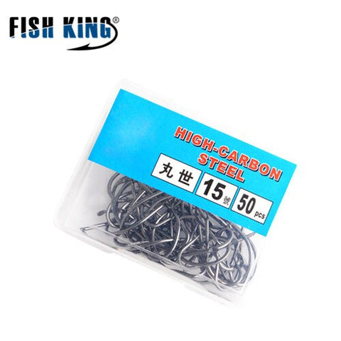 FISH KING Size7#-14# 100PCS/Lot Size 15#-18# 50PCS/Lot Barbed Hooks Jig Head Carp Fishing Hook Fishing Tool Accessories