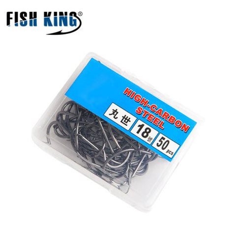 FISH KING Size7#-14# 100PCS/Lot Size 15#-18# 50PCS/Lot Barbed Hooks Jig Head Carp Fishing Hook Fishing Tool Accessories