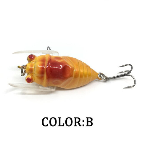 1pcs Cicada 6.4g 4cm Perch Insects Lure Baits Fishing Lure Treble Barb Hook Tackle Artificial Bait Fishing Accessories