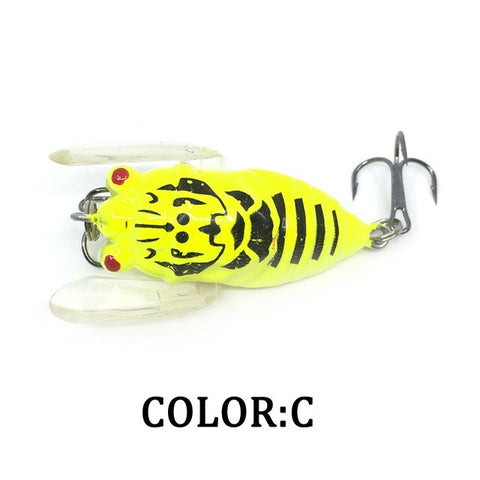1pcs Cicada 6.4g 4cm Perch Insects Lure Baits Fishing Lure Treble Barb Hook Tackle Artificial Bait Fishing Accessories