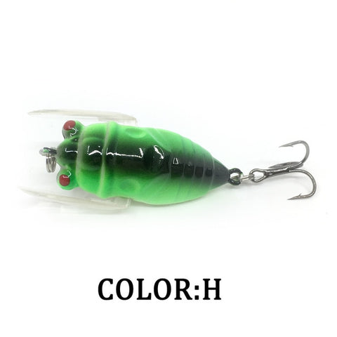 1pcs Cicada 6.4g 4cm Perch Insects Lure Baits Fishing Lure Treble Barb Hook Tackle Artificial Bait Fishing Accessories