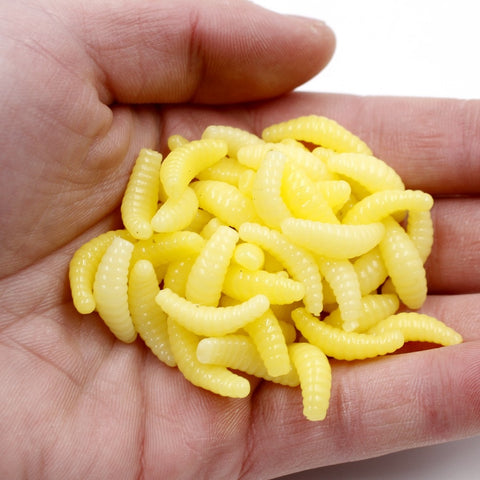 20pcs/lot Soft Fishing Lure 2cm 0.3g maggot Grub Soft Lure Silicone Bait Smell Worms Peche carp Fishing Tackle