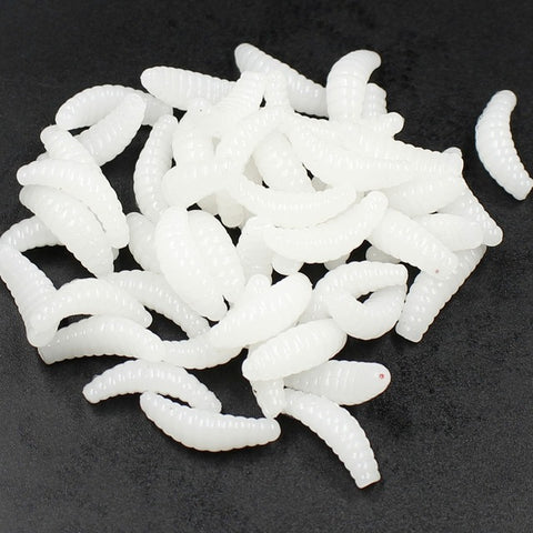 20pcs/lot Soft Fishing Lure 2cm 0.3g maggot Grub Soft Lure Silicone Bait Smell Worms Peche carp Fishing Tackle