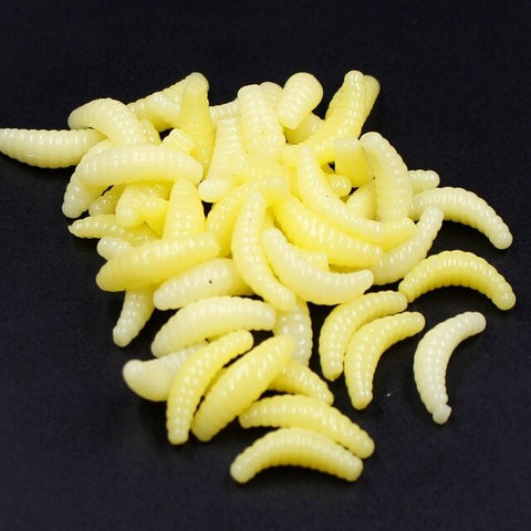 20pcs/lot Soft Fishing Lure 2cm 0.3g maggot Grub Soft Lure Silicone Bait Smell Worms Peche carp Fishing Tackle