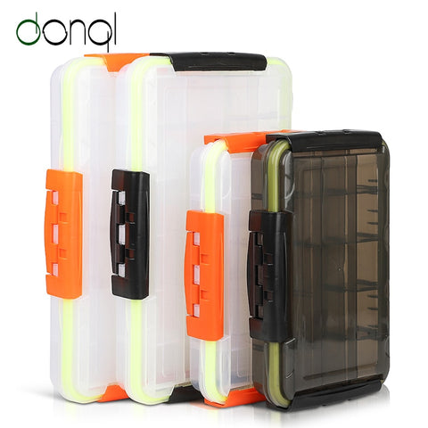 DONQL Fishing Box for Baits Waterproof Plastic Lure Boxes Fly Fishing Tackle Storage Box Supplies Accessories High Strength