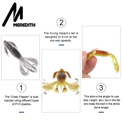 MEREDITH Crazy Flapper 70mm 90mm Fishing Soft Lure Fishing Lures Soft Silicone Baits Shrimp Bass Peche Gear Fishing Tackle